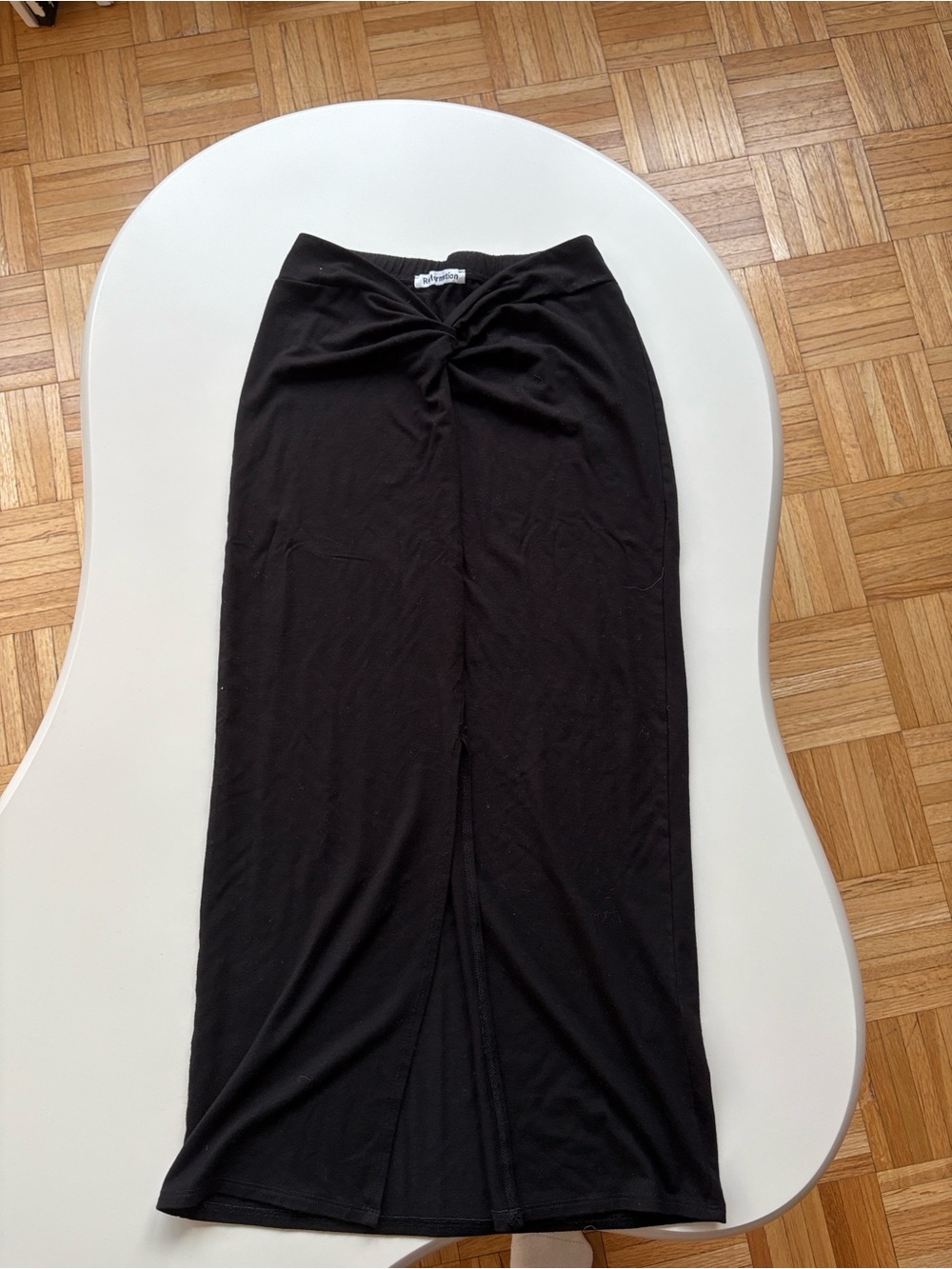 Reformation Black Twist-Front Maxi Skirt